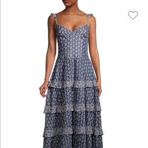 Rebecca Taylor Petula Floral Ruffle Midi Dress